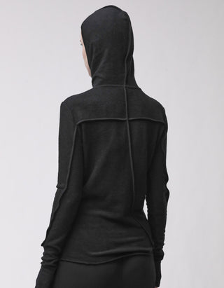Fleece-Longsleeve mit Kapuze