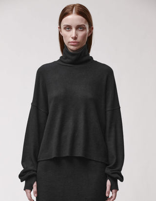 Oversize Fleece-Rollkragenpullover