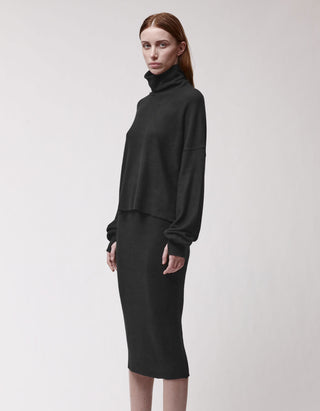 Oversize Fleece-Rollkragenpullover