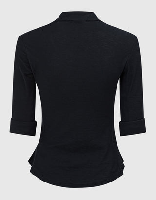 Taillierte Jersey-Bluse mit Brusttaschen