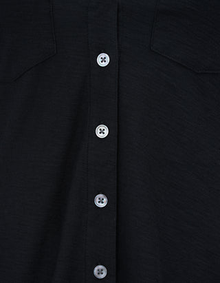 Taillierte Jersey-Bluse mit Brusttaschen