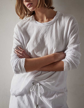 Longsleeve mit Rundhalsausschnitt in Crêpe-Optik