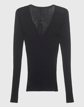 Geripptes Baumwoll-Kaschmir-Longsleeve