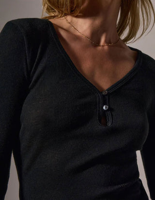 Geripptes Baumwoll-Kaschmir-Longsleeve