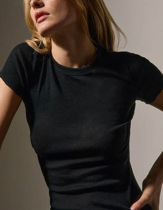 Ripp-T-Shirt mit Kaschmir-Anteil