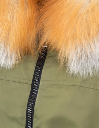 Cropped Bomber-Jacke mit abnehmbaren Fell-Kragen