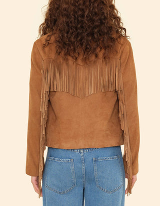 Veloursleder-Jacke Bronco mit Fransen-Details