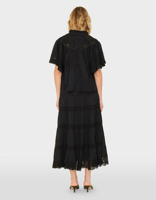 Bestickte Kurzarm-Bluse Mae