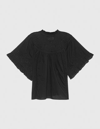 Bestickte Kurzarm-Bluse Mae