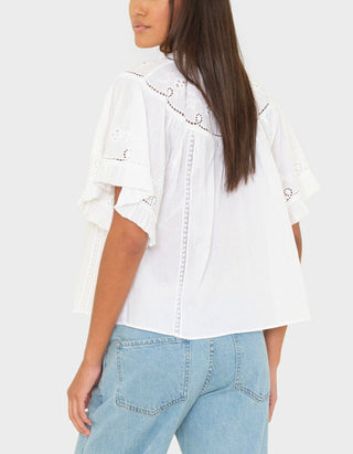 Bestickte Kurzarm-Bluse Mae