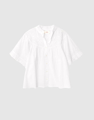 Bestickte Kurzarm-Bluse Mae