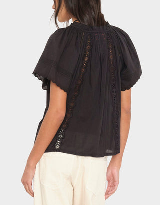 Bestickte Kurzarm-Bluse Bianca