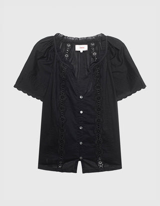 Bestickte Kurzarm-Bluse Bianca