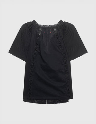 Bestickte Kurzarm-Bluse Bianca