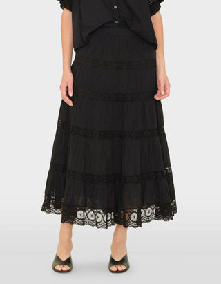 Ausgestellter Maxi-Rock Amore mit Häkelspitzen-Details