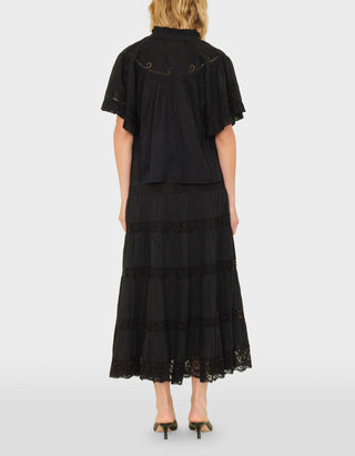 Ausgestellter Maxi-Rock Amore mit Häkelspitzen-Details