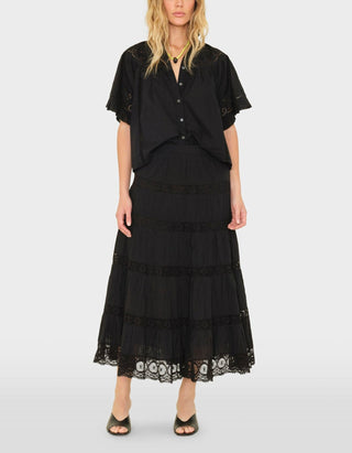 Ausgestellter Maxi-Rock Amore mit Häkelspitzen-Details