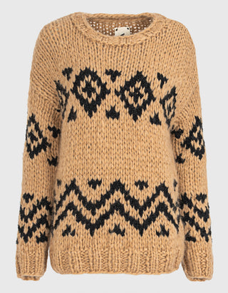 Gemusterter Oversize Kaschmirpullover