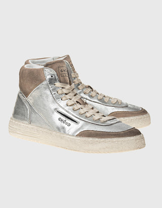 High-Top Leder-Sneaker im Used-Look