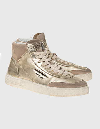 High-Top Leder-Sneaker im Used-Look