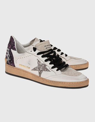 Leder Sneaker mit Glitter-Finish