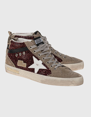 Leder-Sneaker mit Glitter-Finish