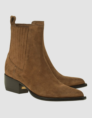 Veloursleder Cowboy-Stiefelette