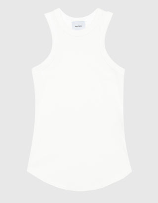 Geripptes Tanktop mit Label-Schriftzug