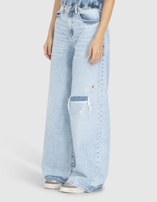 Destroyed Wide-Leg Jeans