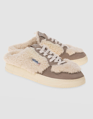 Veloursleder Shearling Mules