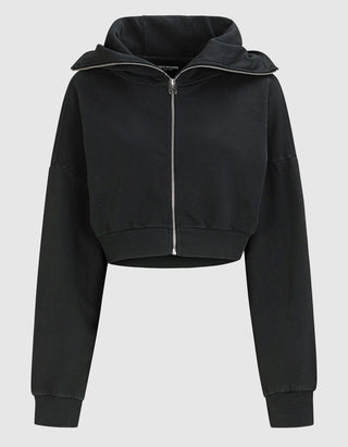 Cropped Zipper Hoodie